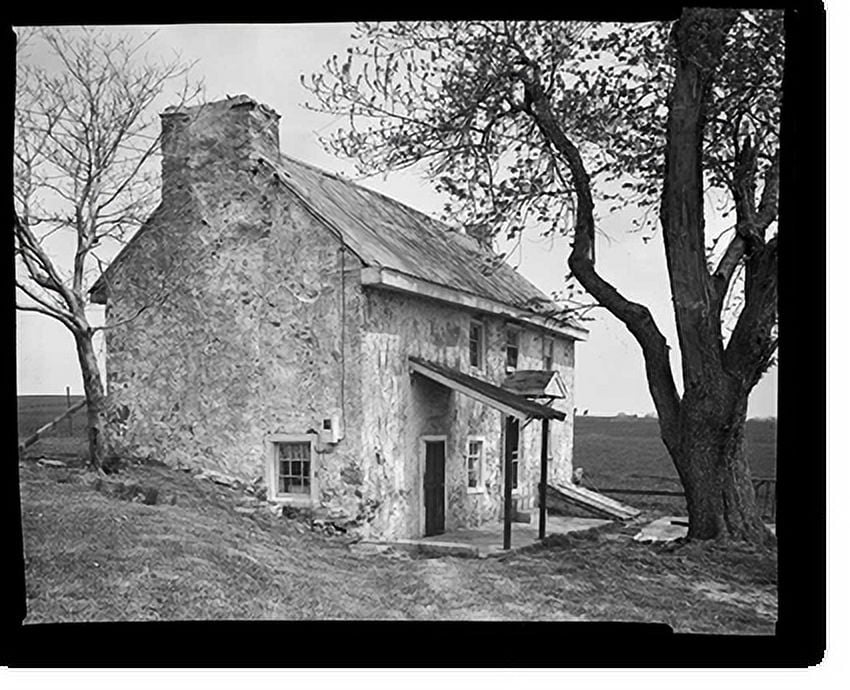 Historic Print, House (Rural Farmhouse), Pleasant Hill Road, Corner