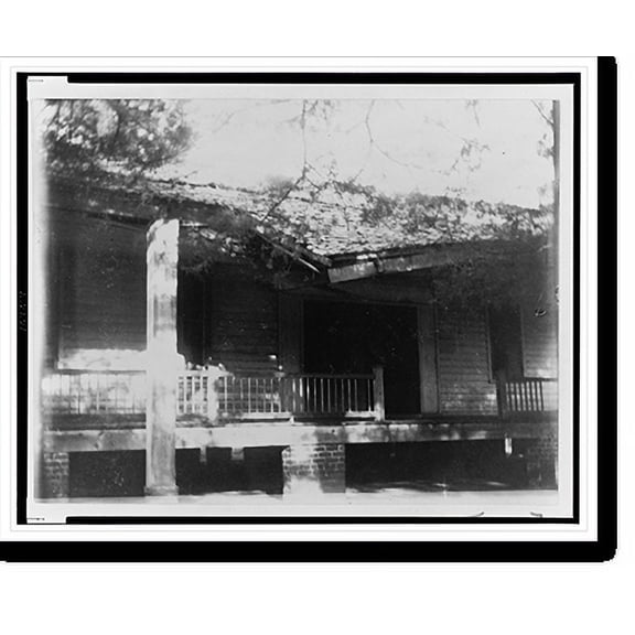 Historic Print, [House or farm building with deteriorating roof], 16" x 20"