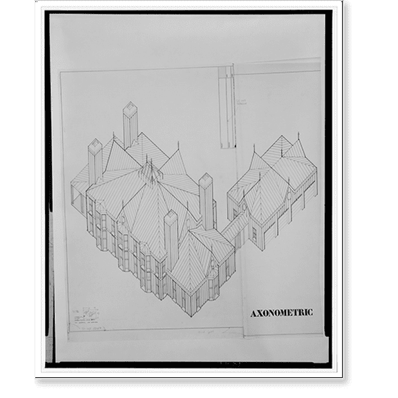 Historic Print, [House (residence") for Dr. and Mrs. James L. Kahn, Lima, Ohio. Axonometric projection]", 16" x 20"