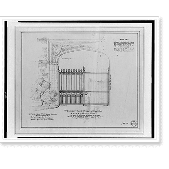 Historic Print, [House (residence") for Helen S. Meserve, 1825 R Street, N.W., Washington, D.C. Wrought iron gates]", 18" x 24"