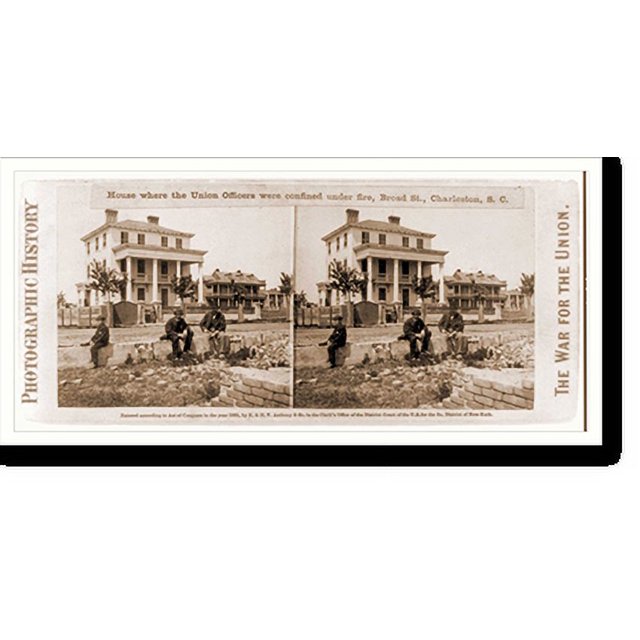 Historic Print, House where the Union officers were confined under fire