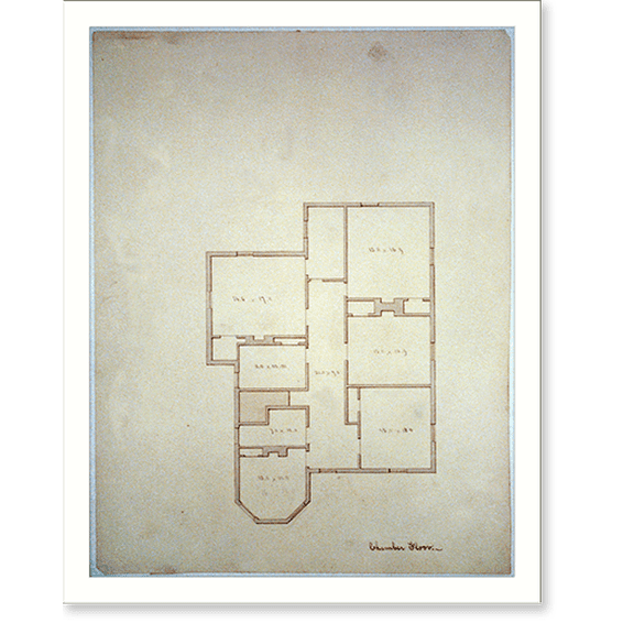 Historic Print, [House with an L-shaped piazza. Chamber floor plan] - 4, 18" x 24"