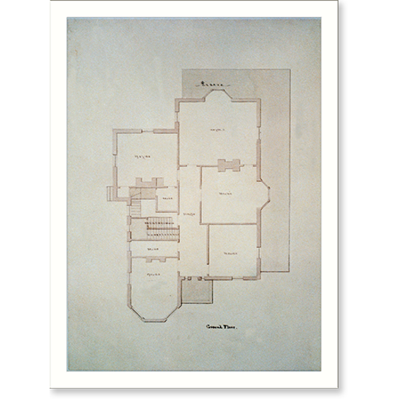 Historic Print, [House with an L-shaped piazza. Ground floor plan] - 3, 18" x 24"