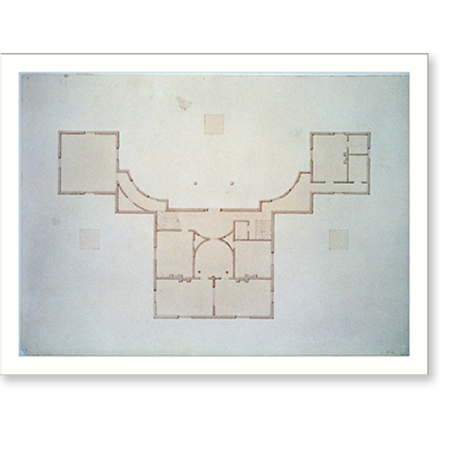 Historic Print, [House with two advance wings and curved hyphens. Floor