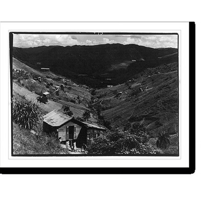 Historic Print, [Houses on mountain sides, Puerto Rico], 16" x 20