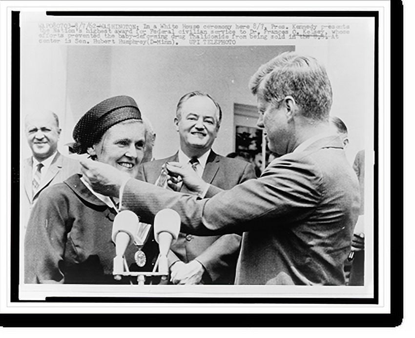 Thalid Historic Print, [Hubert Humphrey looks on while President John F ...