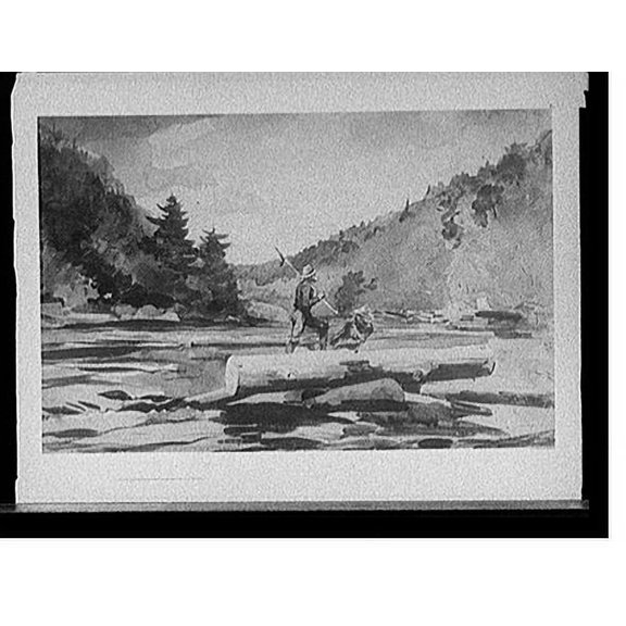 Historic Print, [Hudson River logging], 18" x 24"