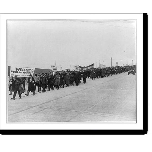 Historic Print, Hunger marchers" advance on Washington", 18" x 24"