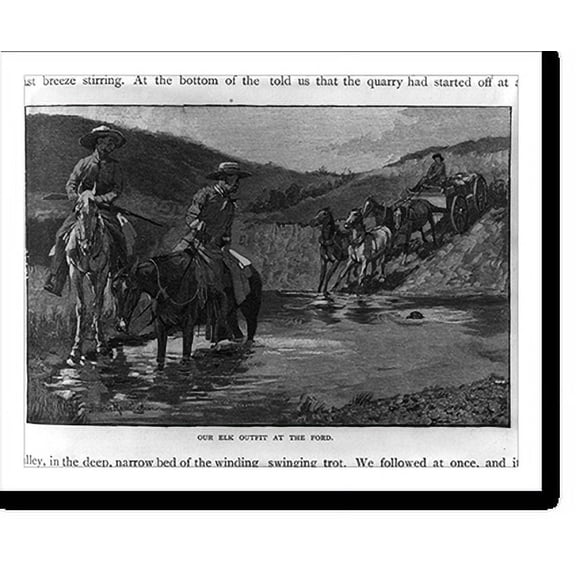 Historic Print, [Hunting trip in Idaho mountains]: Our Elk outfit at the ford, 16" x 20"