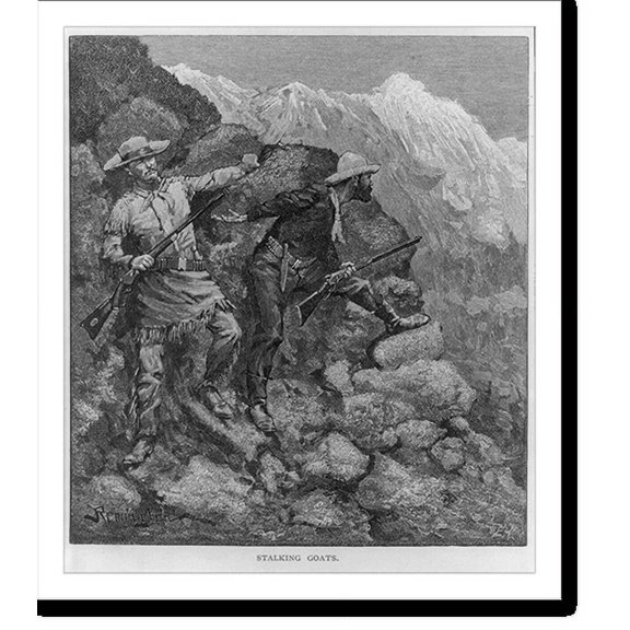 Historic Print, [Hunting trip in Idaho mountains]: Stalking Goats, 16" x 20"