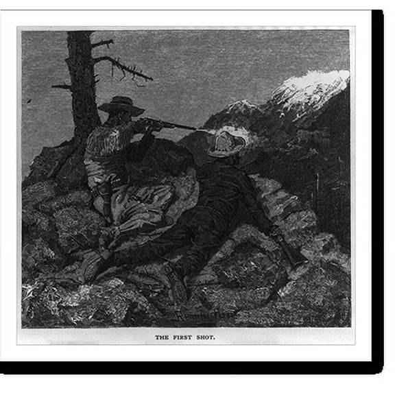 Historic Print, [Hunting trip in Idaho mountains]: The first shot, 18" x 24"
