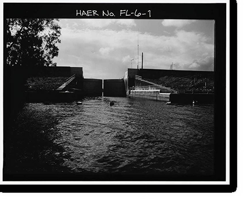 Historic Print, Hurricane Gate Structure 3, Herbert Hoover Dike on Lake