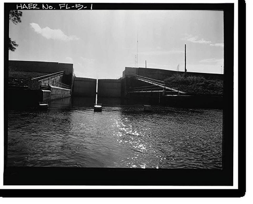 Historic Print, Hurricane Gate Structure 4, Herbert Hoover Dike on Lake