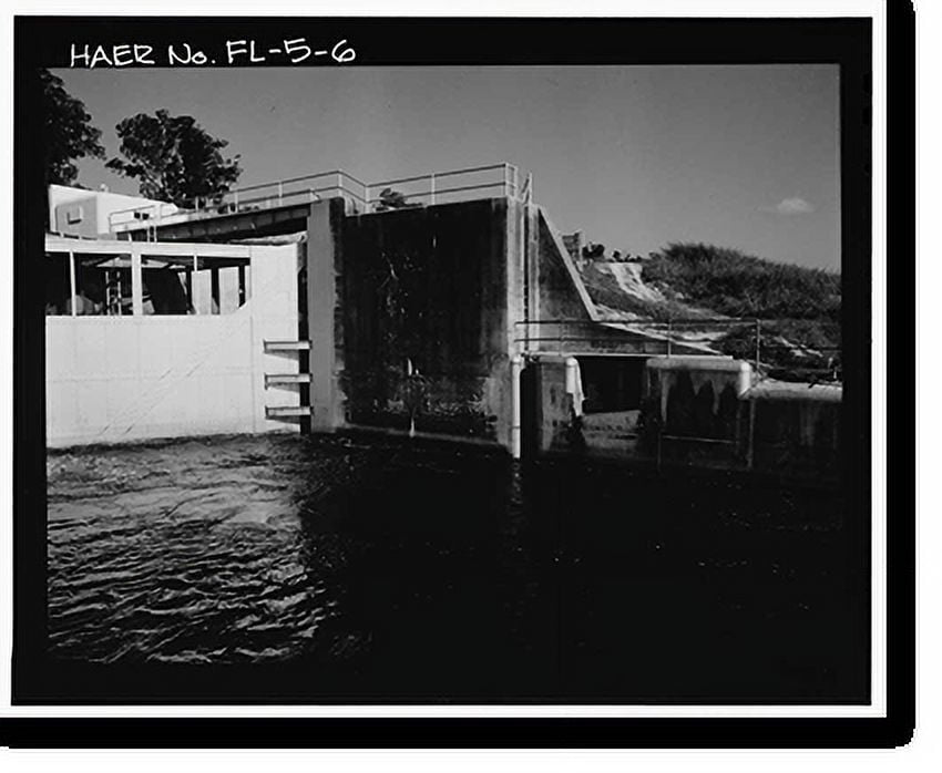 Historic Print, Hurricane Gate Structure 4, Herbert Hoover Dike on Lake