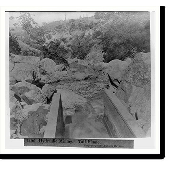 Historic Print, Hydraulic Mining - Tail Flume, emptying into Auburn Ravine, 16" x 20"