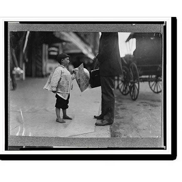 Historic Print, Hyman, six year old newsie. Another six year old newsie said he sold until 6 P.M. Location: Lawrence, Massachusetts., 18" x 24"