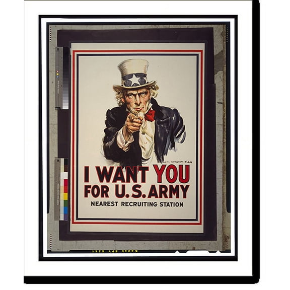 Historic Print, I want you for U.S. Army : nearest recruiting station, 16" x 20"