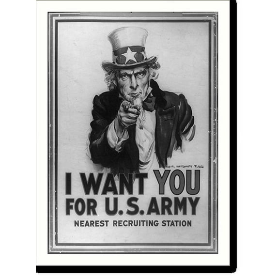 Historic Print, I want you for U.S. Army nearest recruiting station.James Montgomery Flagg., 18" x 24"