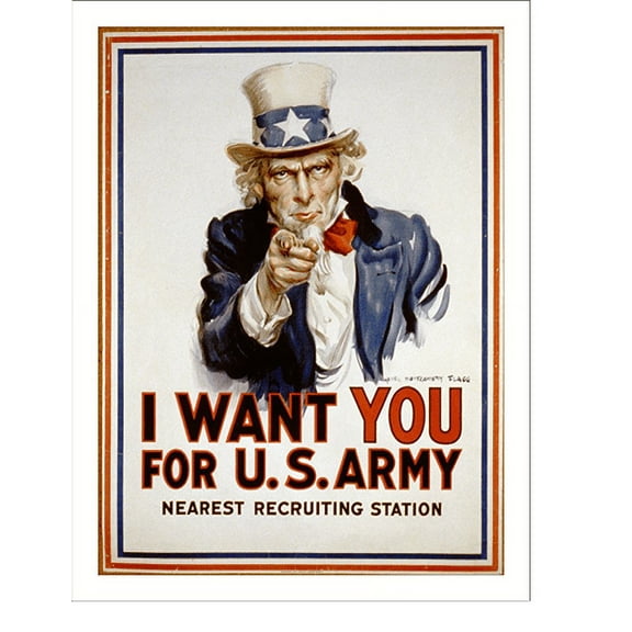 Historic Print, I want you for U.S. Army nearest recruiting station.James Montgomery Flagg. - 2, 16" x 20"