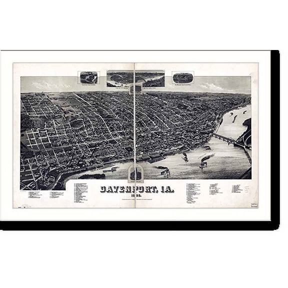 Historic Print, IA Davenport 1888 MAP, 16" x 20"