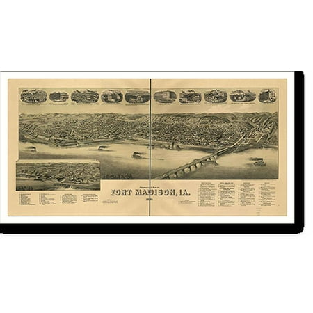 Historic Print, IA Fort Madison 1889 MAP, 16" x 20"