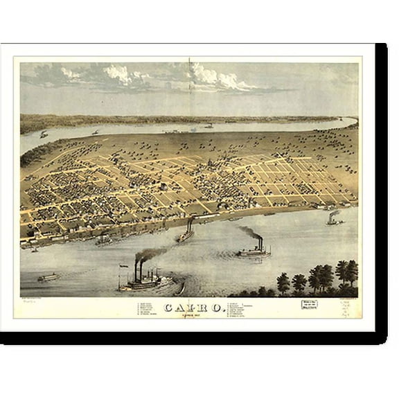 Historic Print, IL Cairo 1867 MAP, 16" x 20"