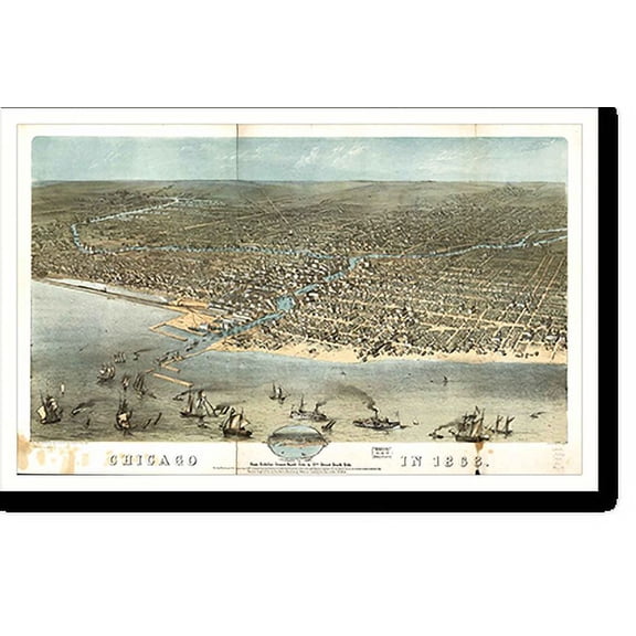 Historic Print, IL Chicago 1868 MAP, 18" x 24"
