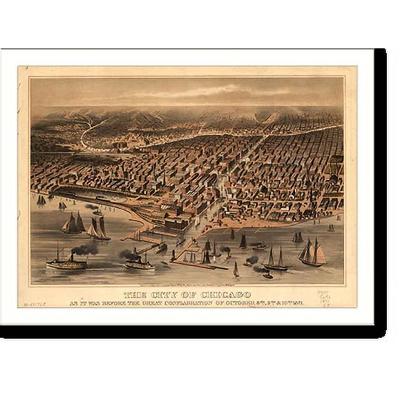 Historic Print, IL Chicago 1871 MAP, 18" x 24"