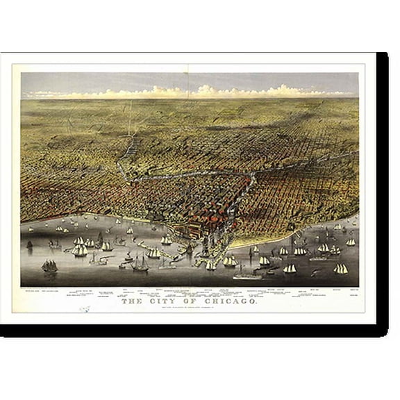 Historic Print, IL Chicago 1874 MAP, 18" x 24"