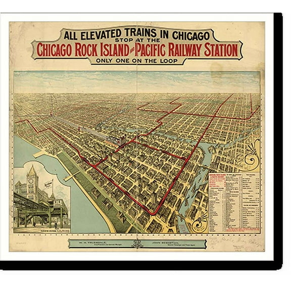 Historic Print, IL Chicago 1897 MAP, 16" x 20"