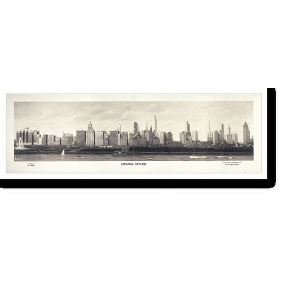 Historic Print, IL Chicago skyline 1927 PHOTO, Width 7" x Length 36"