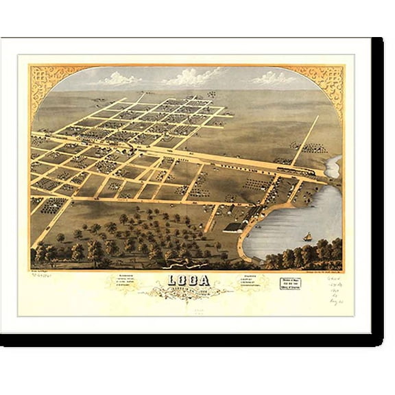 Historic Print, IL Loda 1869 MAP, 18" x 24"