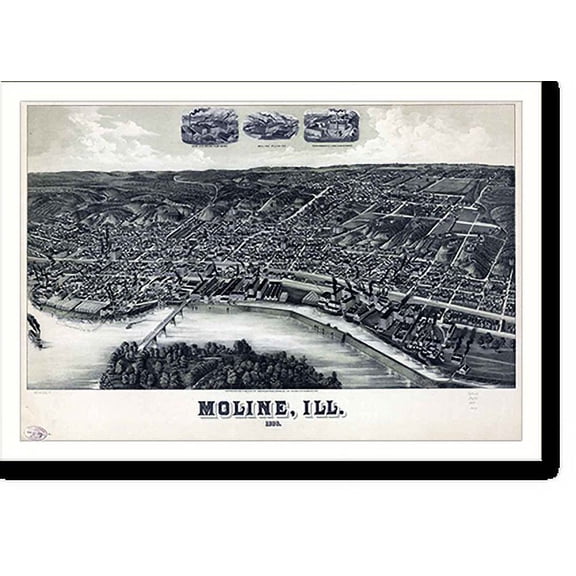 Historic Print, IL Moline 1889 MAP, 16" x 20"