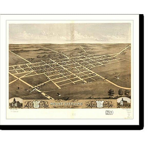 Historic Print, IL Mount Sterling 1869 MAP, 16" x 20"