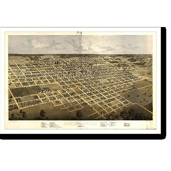 Historic Print, IL Springfield 1867 MAP, 16" x 20"