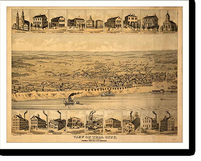 Historic Print, IN Tell City 1870 MAP, 16" x 20"