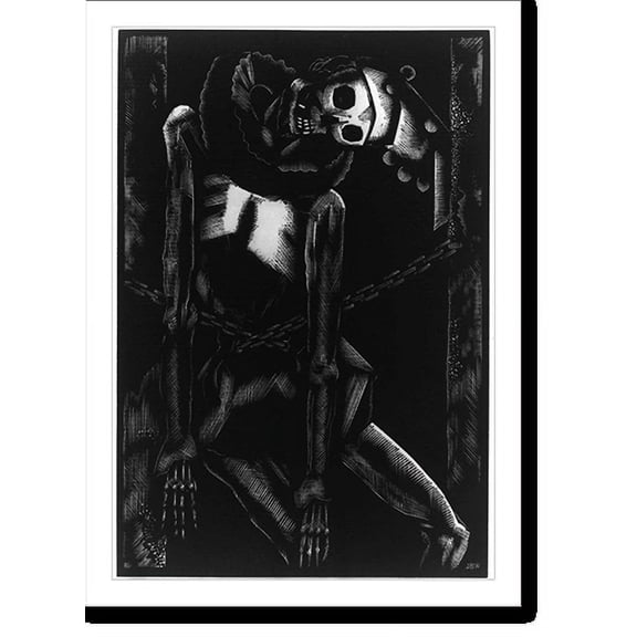 Historic Print, Illus. p. 32 - Skeleton in clown costume, 18" x 24"