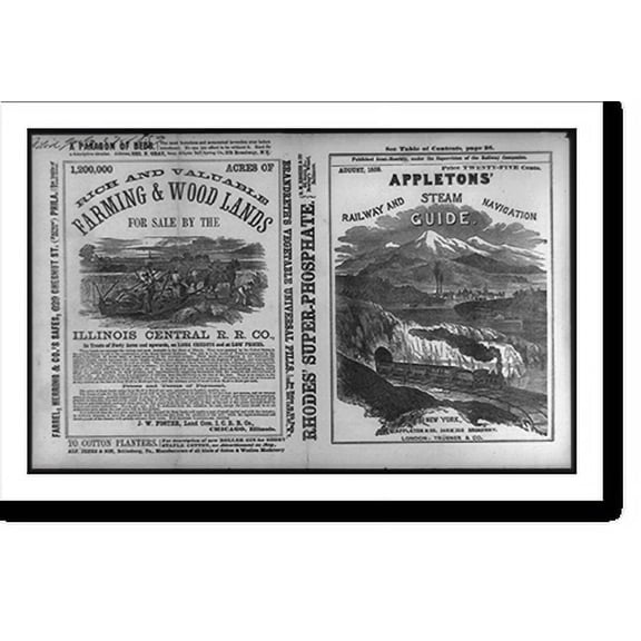Historic Print, [Illustrated cover and back page advertisement from Appleton's railway and steam navigation guide], 16" x 20"