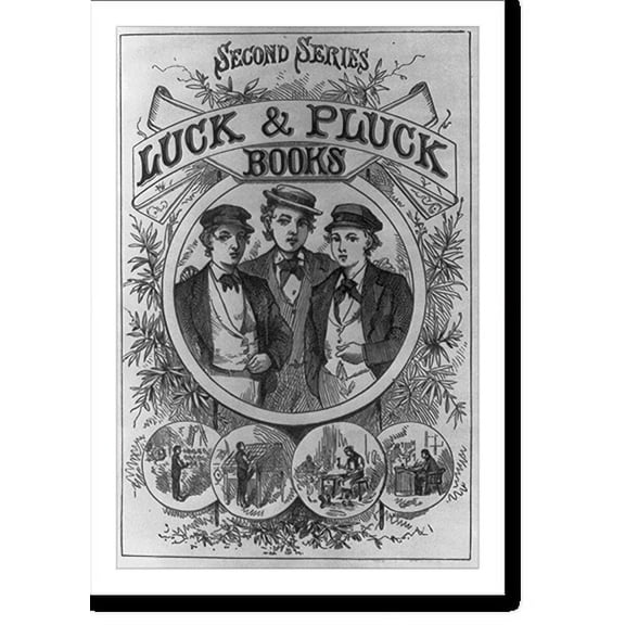 Historic Print, [Illustrations from Horatio Alger books: Luck and Pluck Books, Second Series" title page showing 3 boys]", 18" x 24"