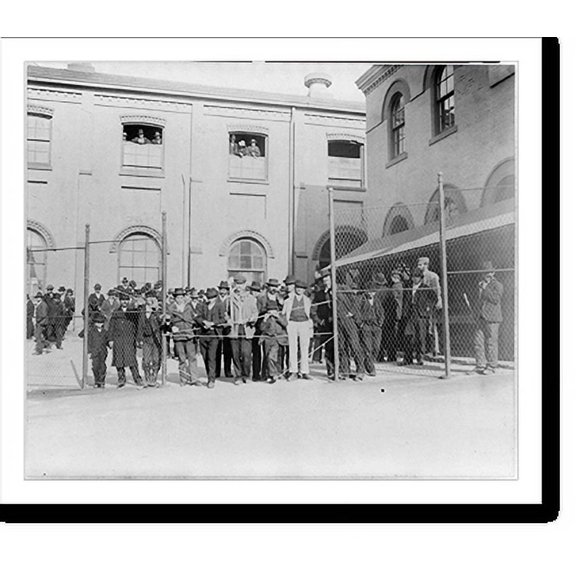 Historic Print, [Immigrants from a smallpox ship, held in custody for observation, behind wire fence, Hoffman Island, N.Y.], 18" x 24"