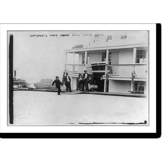 Historic Print, Immigrants going aboard Ellis Island barge, 18" x 24"