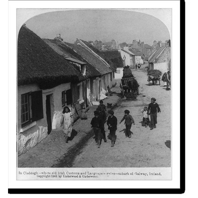 Historic Print, In Claddagh where old Irish customs and Language
