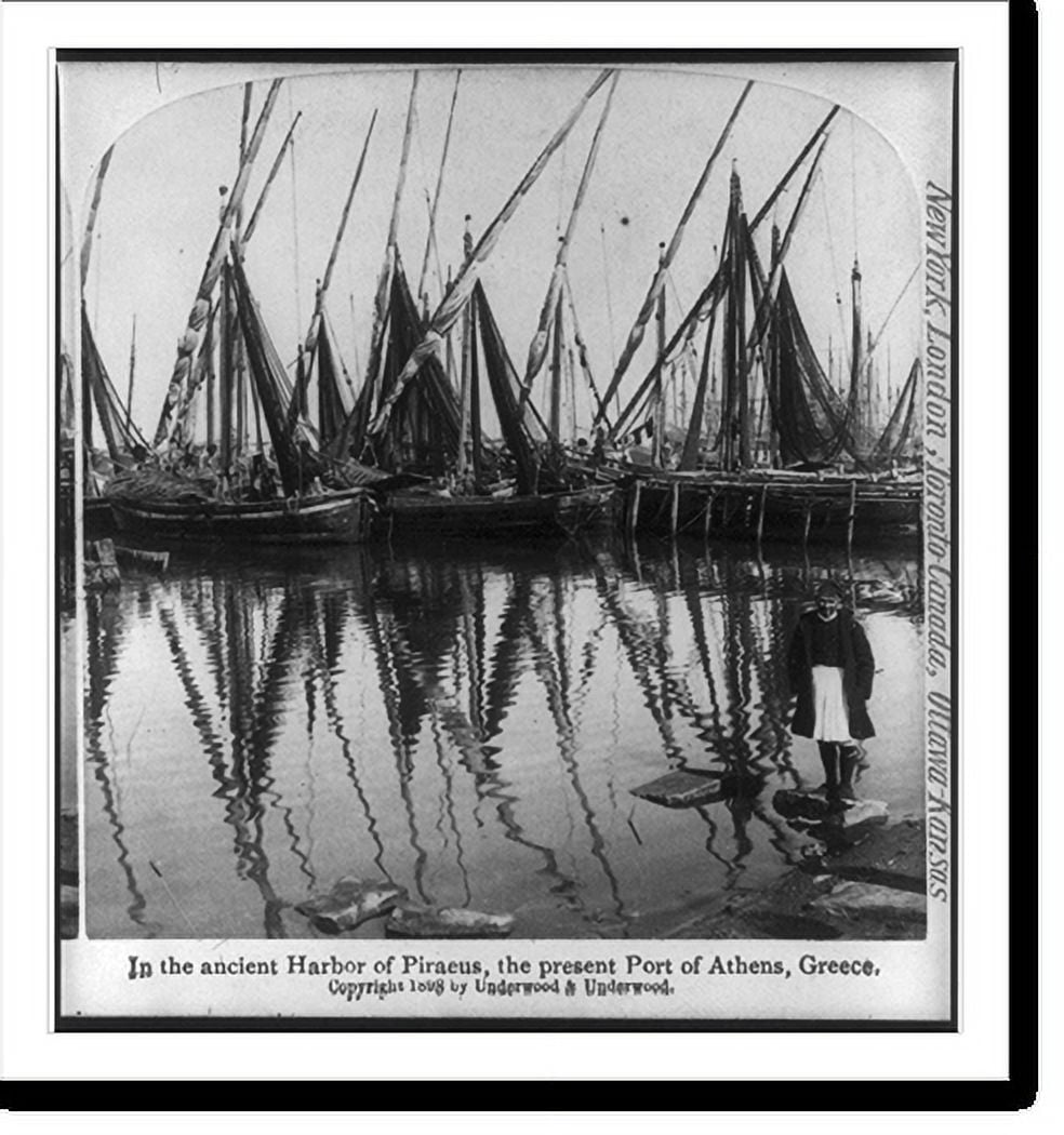 Historic Print, In the ancient Harbor of Pireaus, the present Port of
