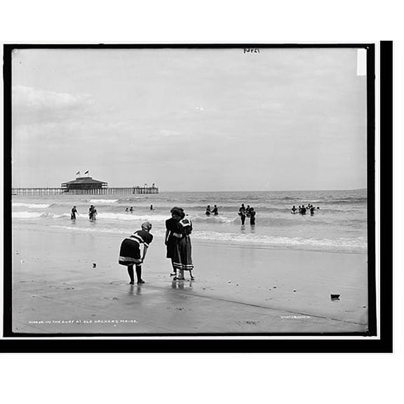 Historic Print, In the surf at Old Orchard, Me., 16" x 20"