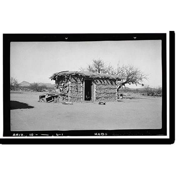 Historic Print, Indian Mission Village of Bac, House No. 5, Tucson vicinity, Pima County, AZ, 18" x 24"