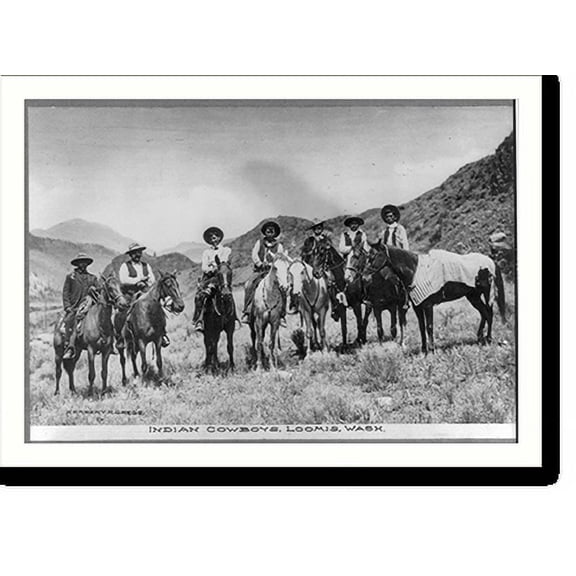 Historic Print, Indian cowboys [on horseback], Loomis, Wash., 16" x 20"