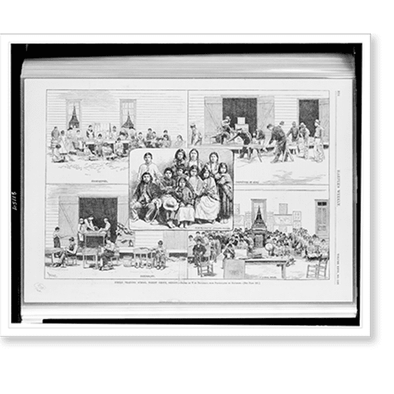 Historic Print, Indian training school, Forest Grove, Oregon.drawn by T. De Thulstrup, from photographs by Davidson., 16" x 20"
