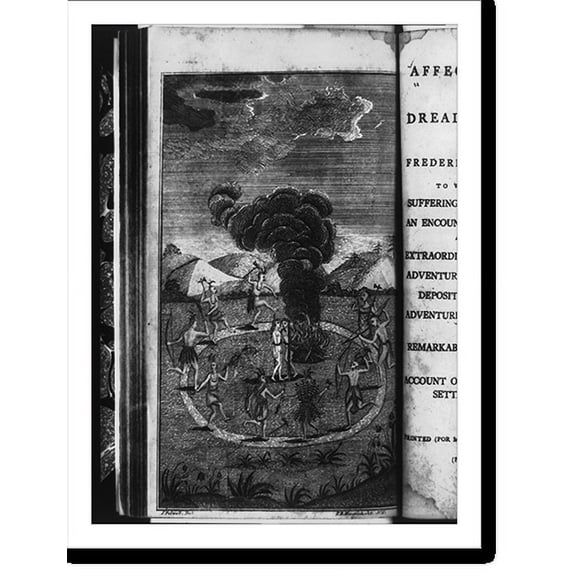 Historic Print, [Indians dancing around two people at stake by fire].S. Folwell, delt. ; P.R. Maverick, sct. N.Y., 16" x 20"