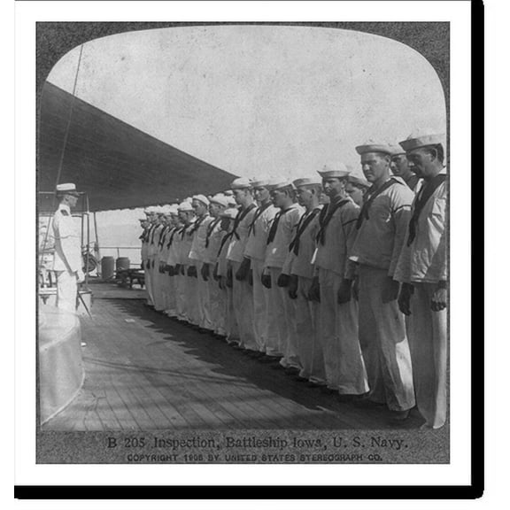 Historic Print, Inspection, Battleship IOWA, U.S. Navy, 18" x 24"