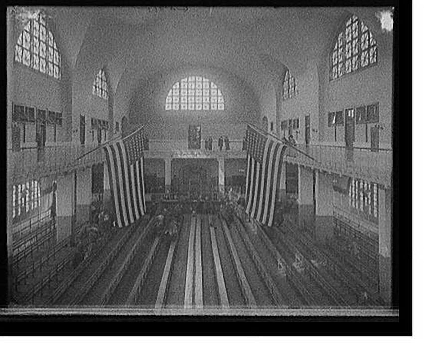 Historic Print, [Inspection room, Ellis Island, New York, N.Y.], 16" x